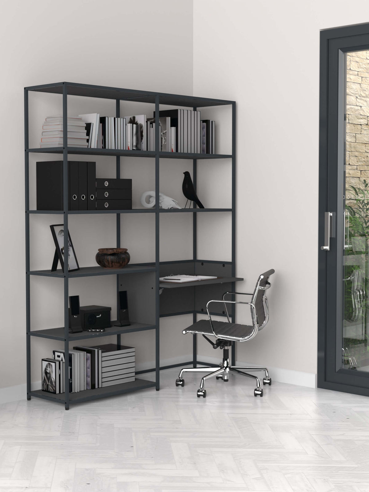 Tall Modular Desk With 800 Wide Shelves
