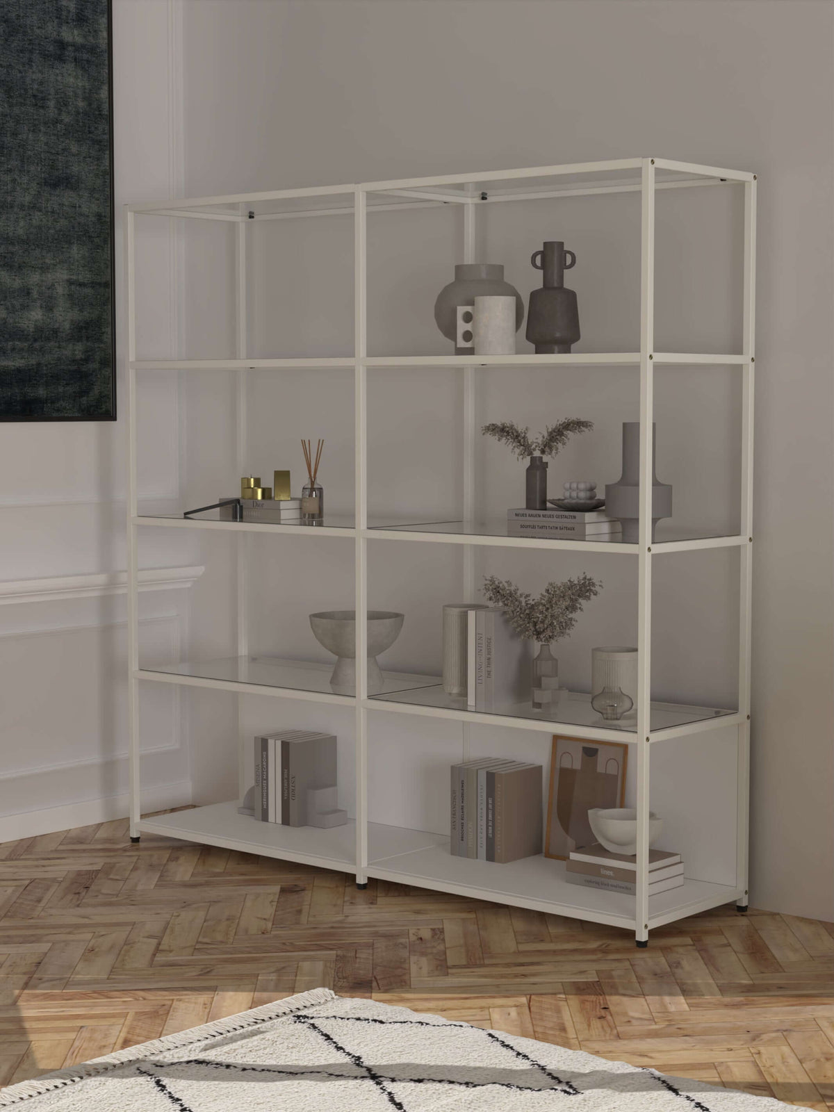 Modular Shelving With 8 Rectangular Glass Shelves