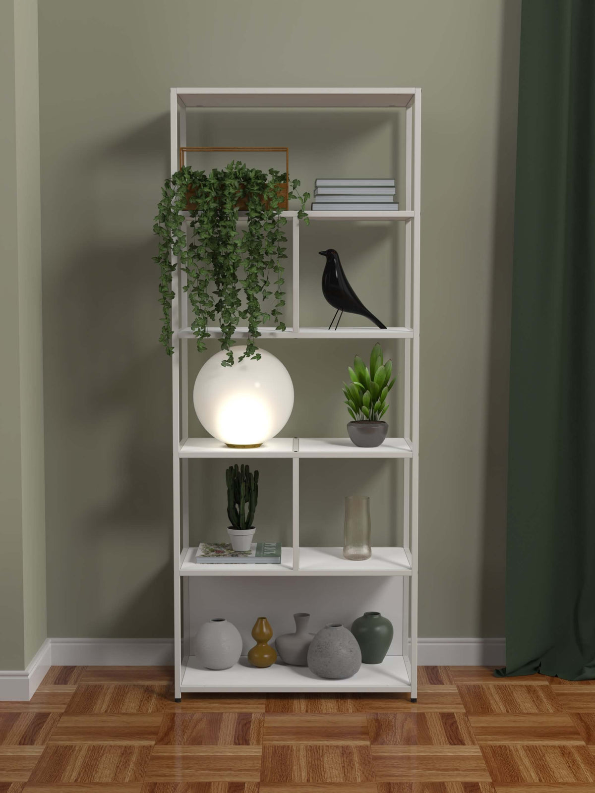 Modular Shelving With 4 Square And 3 Rectangular Shelves