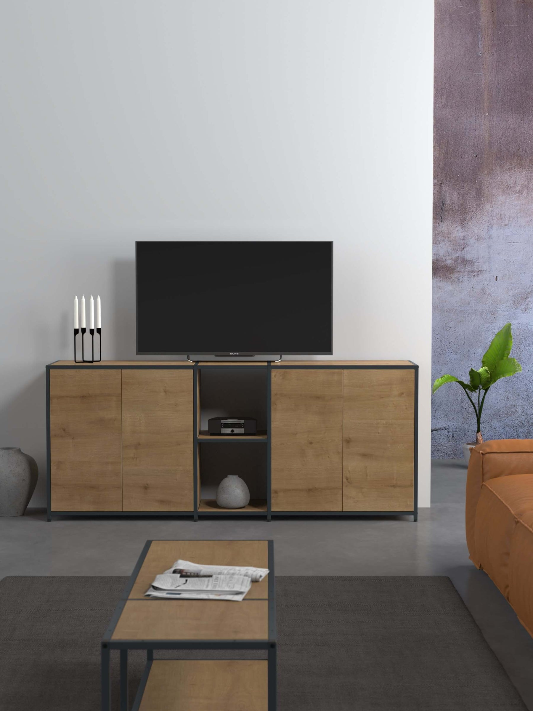 Modular TV Stand With Two Double Cupboards