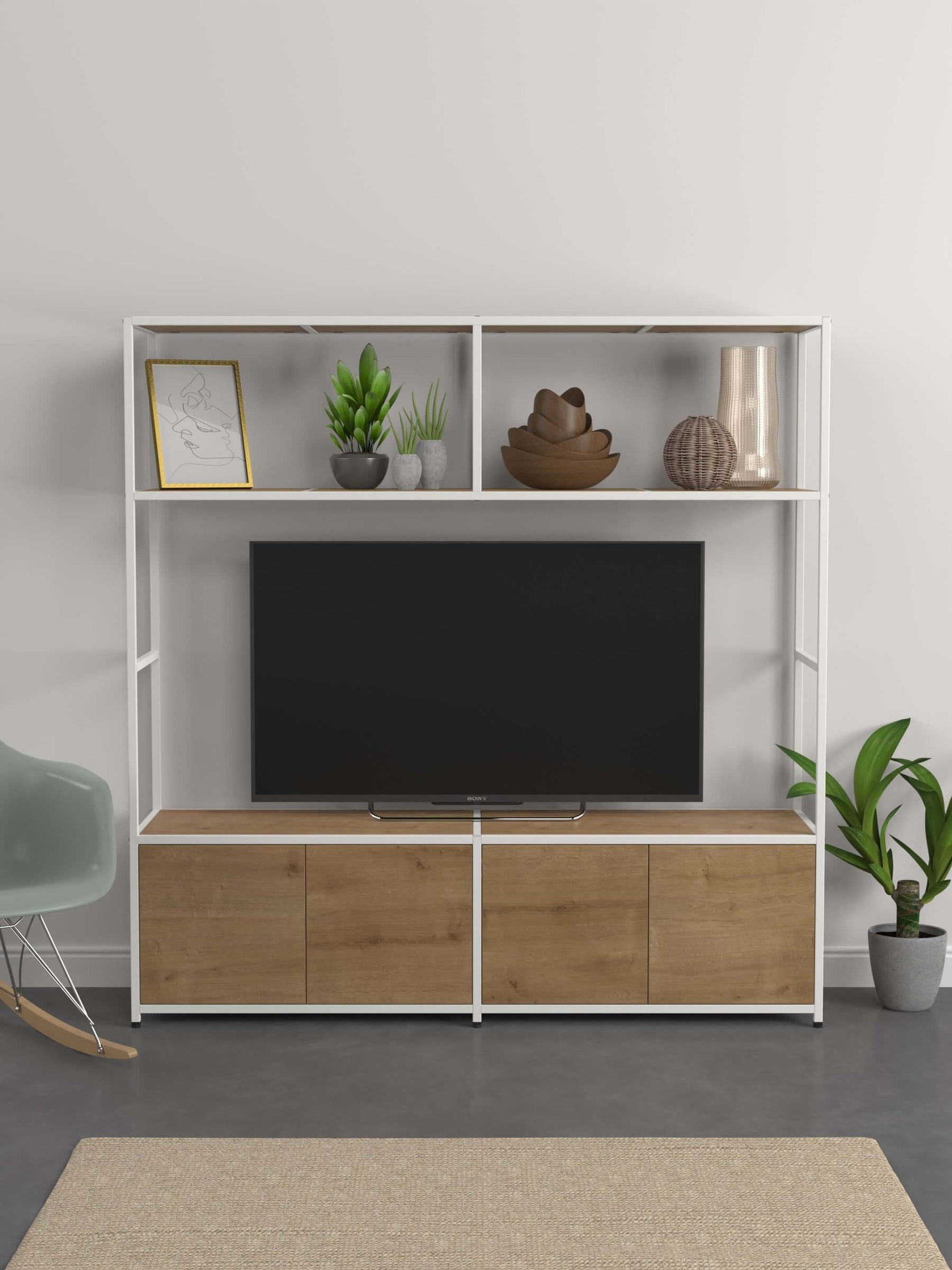 Modular TV Unit With Shelf Bridge And Low Cupboards