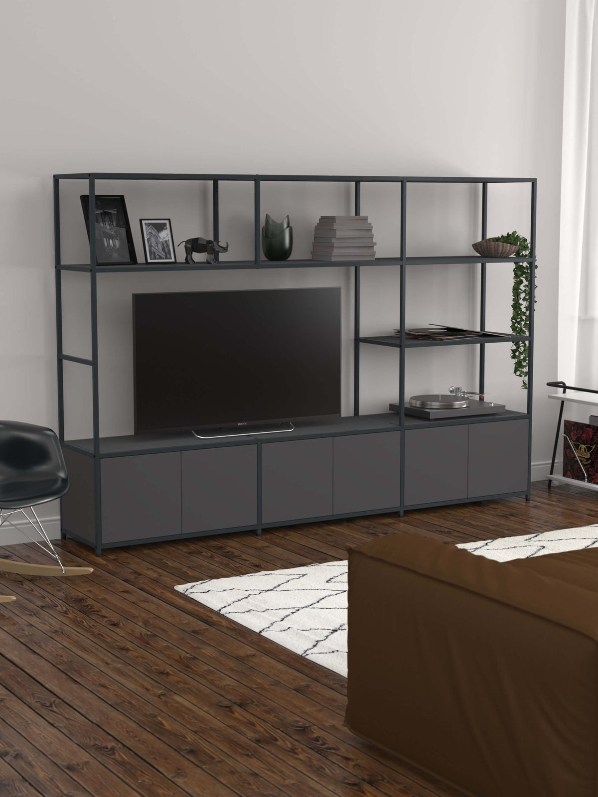 Modular TV Unit With Shelf Bridge And Cupboards