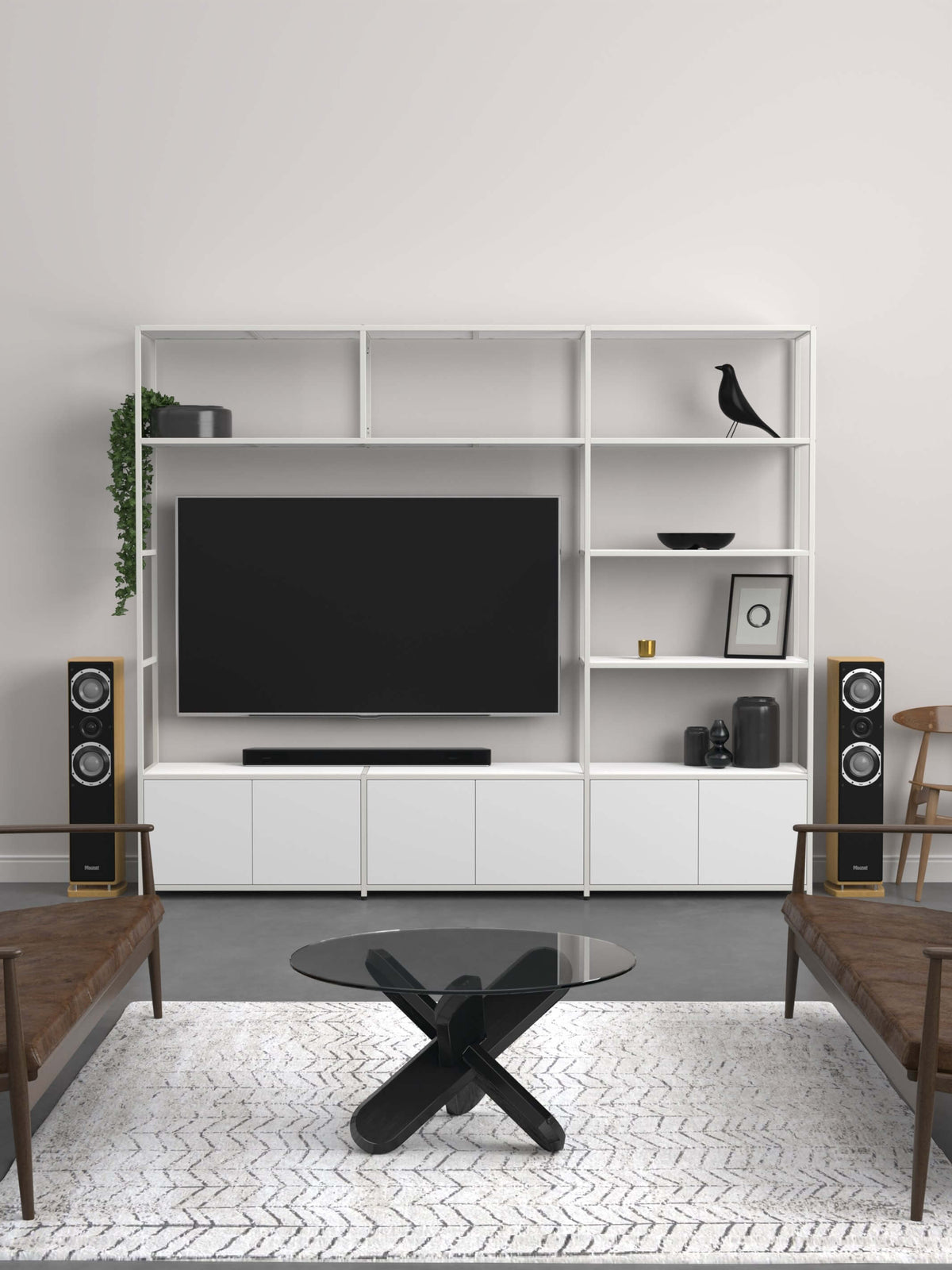 white modular TV unit