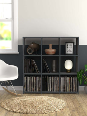 black Modular Vinyl Unit With 9 Storage Cubes

