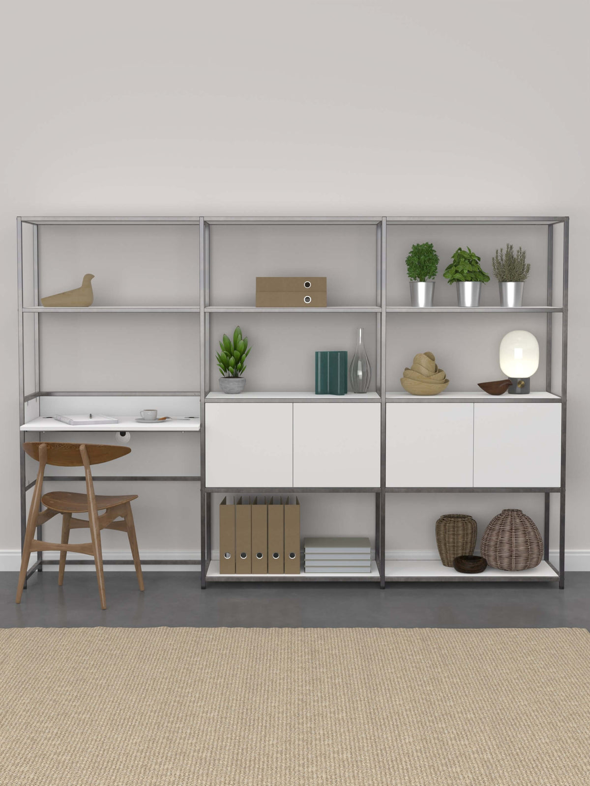 Modular Desk With 2 Cupboards And Shelves