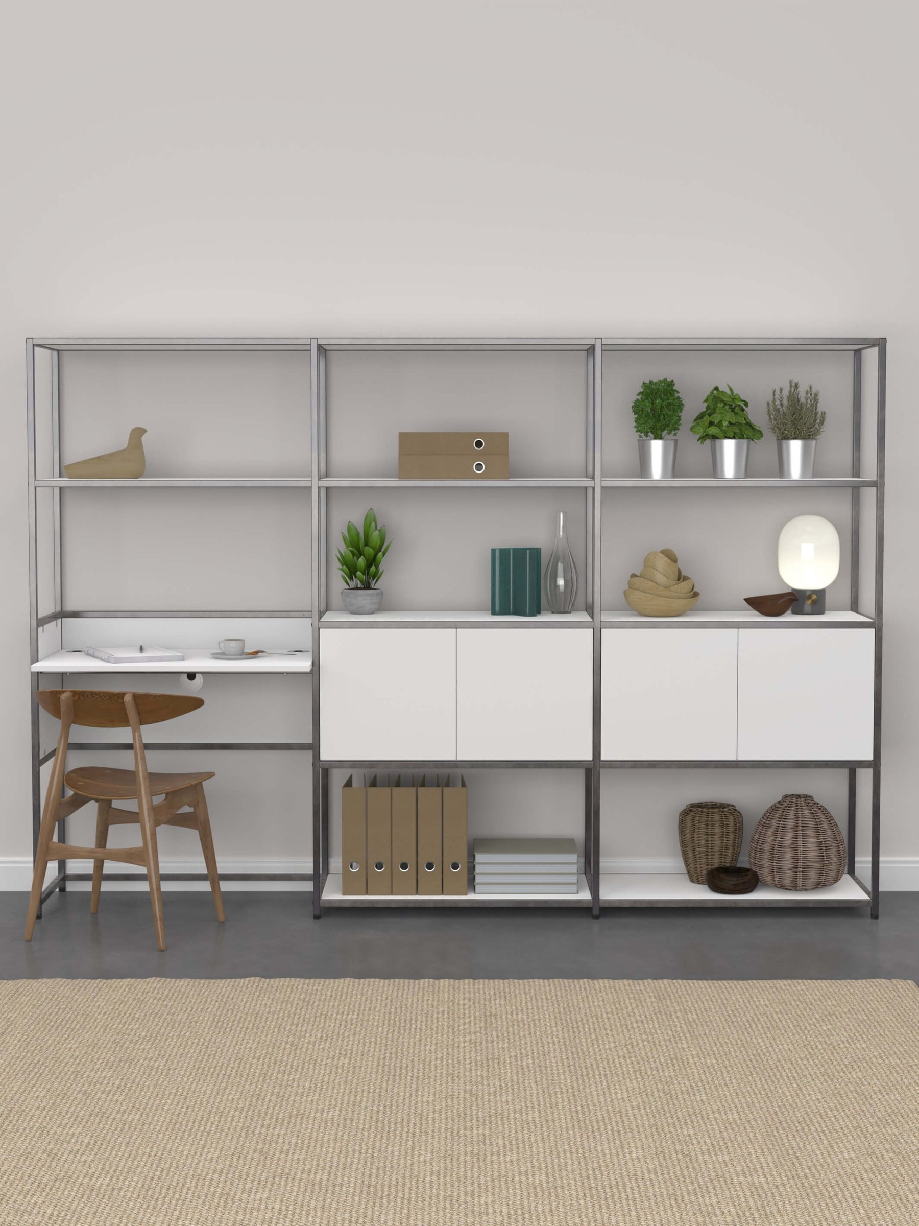 Modular Desk With 2 Cupboards And Shelves