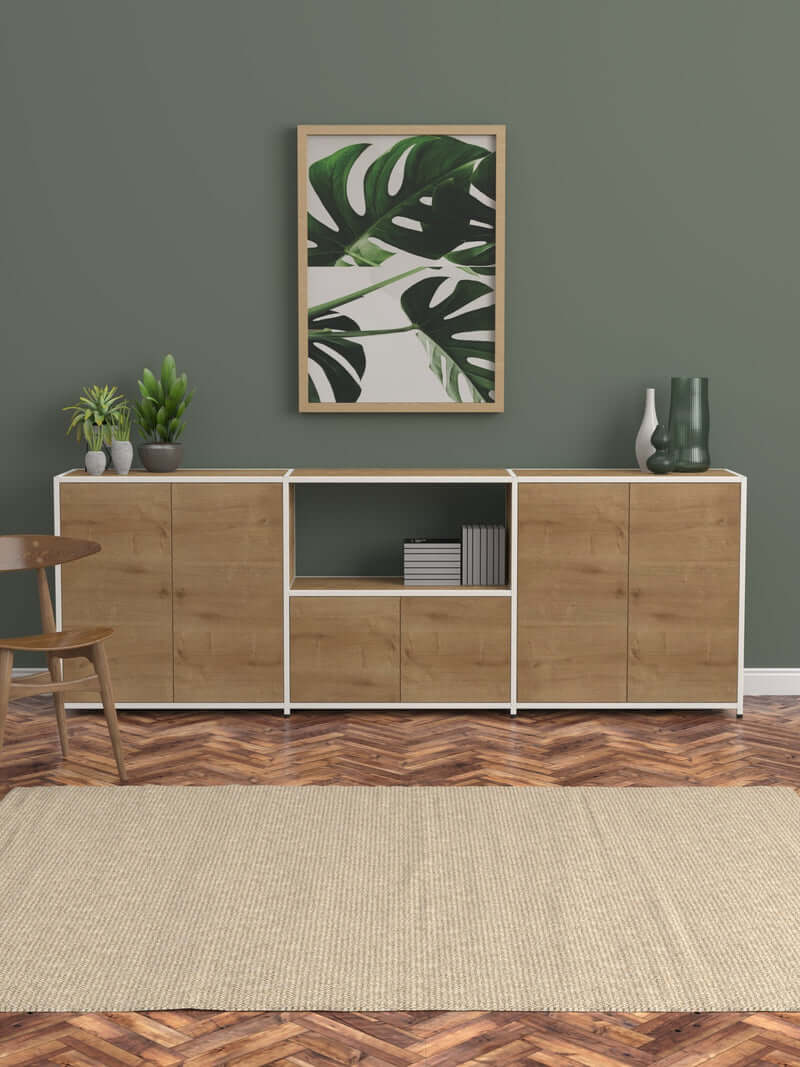 decorated modular sideboard with cupboards