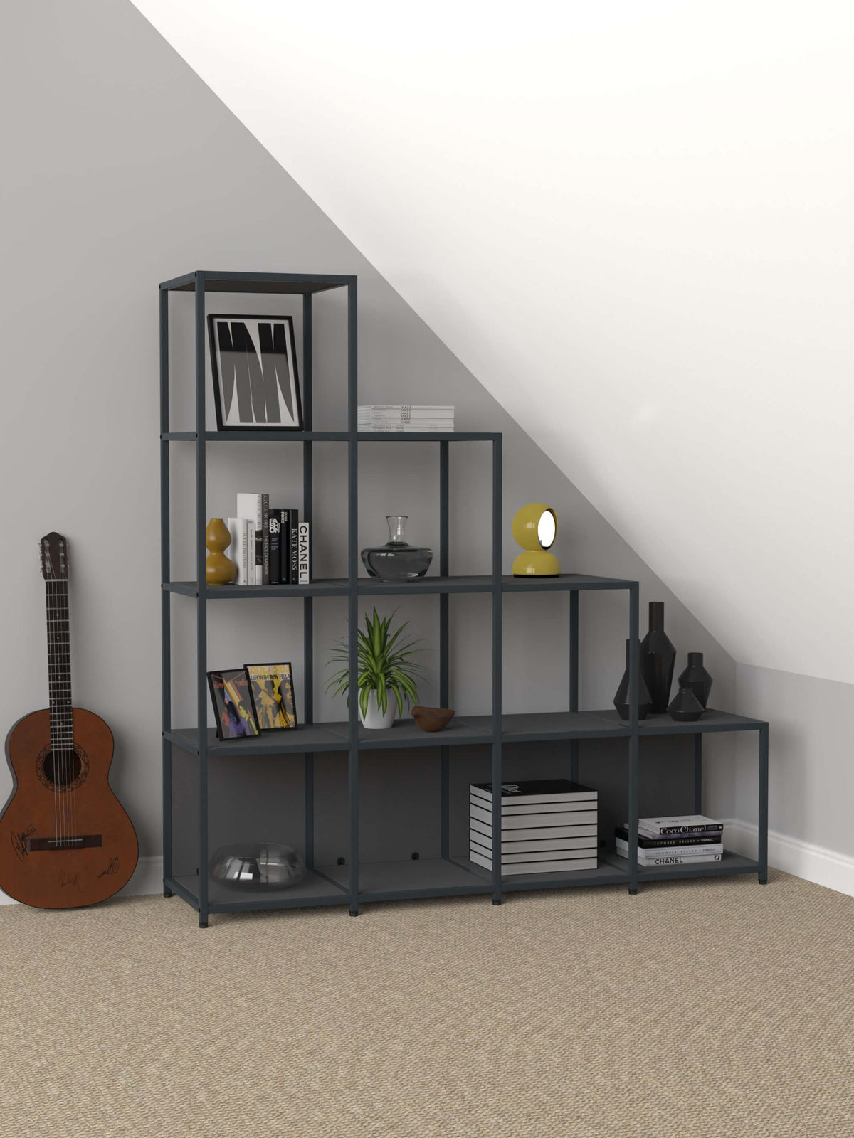 Modular Tiered Shelving With 4 Tiers