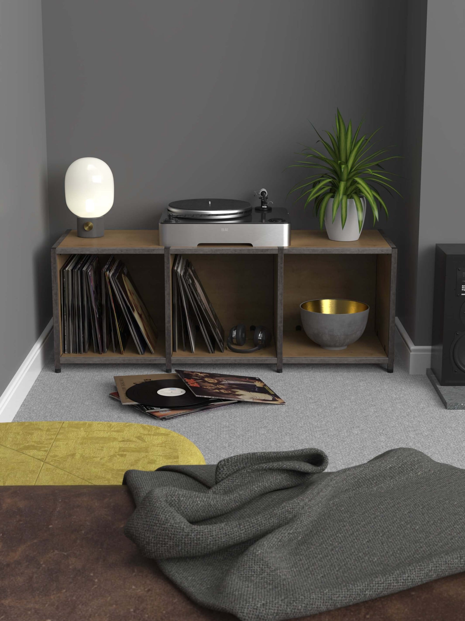 Modular Vinyl Unit With 3 Storage Cubes